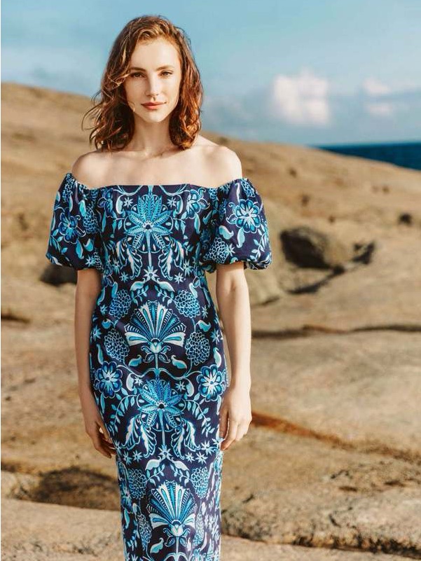 Cara Cara Karene Dress Navy Sky Bellagio Size 8